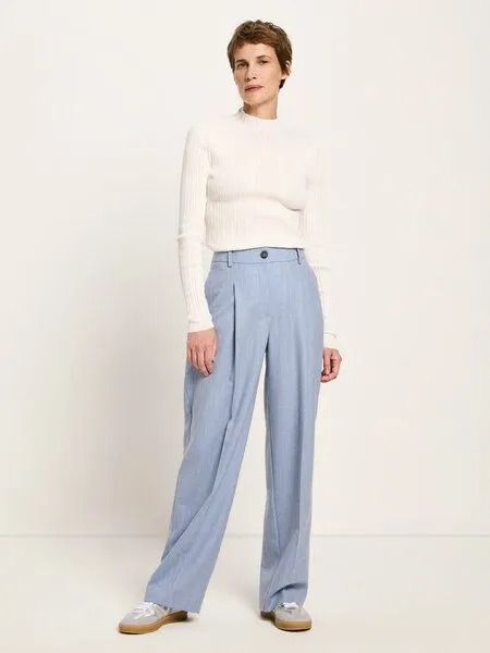 LANIUS LANIUS Hose mit Bundfalte aus Bio-Schurwolle, Light blue melange, – Produktbild 3 von 4