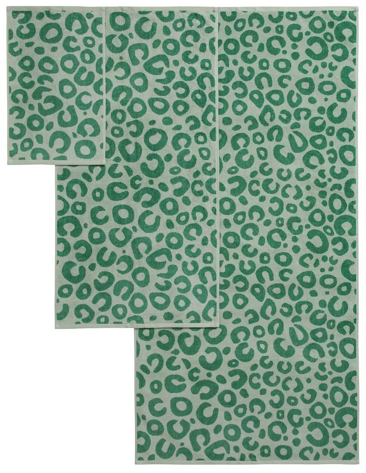 OTTO home Handtuch Set Anna Leopardenmuster, 8-tlg Handtuch-Set, 100% Baumwolle, Frottiervelours (Set, 8-St), Duschtücher, Handtücher und Gästetücher, weich, Grün, – Produktbild 4 von 5