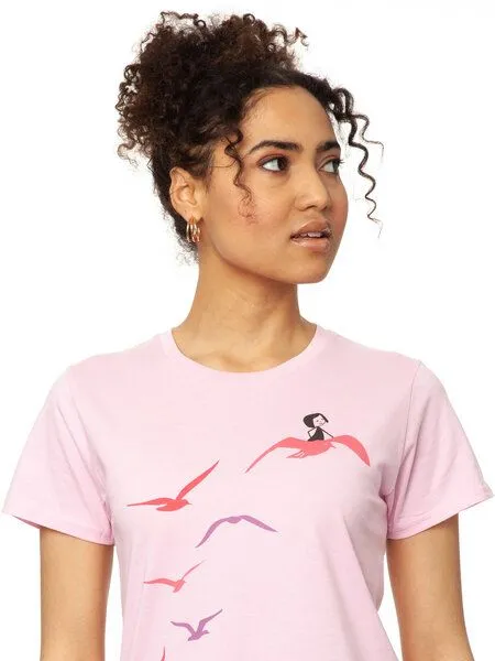 FellHerz FellHerz Möwenflug rosa Damen T-Shirt aus 100% Biobaumwolle – Produktbild 2 von 4