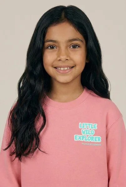 THE FACE OF ELEMENTS The Face of Elements Little Wild Explorer - Relaxed Fit Kids Sweatshirt aus 100% Bio-Baumwolle, Bubble gum (pink), – Produktbild 3 von 4