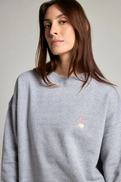 Trendsplant Women's Antonyo Marest x Trendsplant Art Hut Oversized Sweatshirt Sport Grey, Grau, – Produktbild 3 von 4