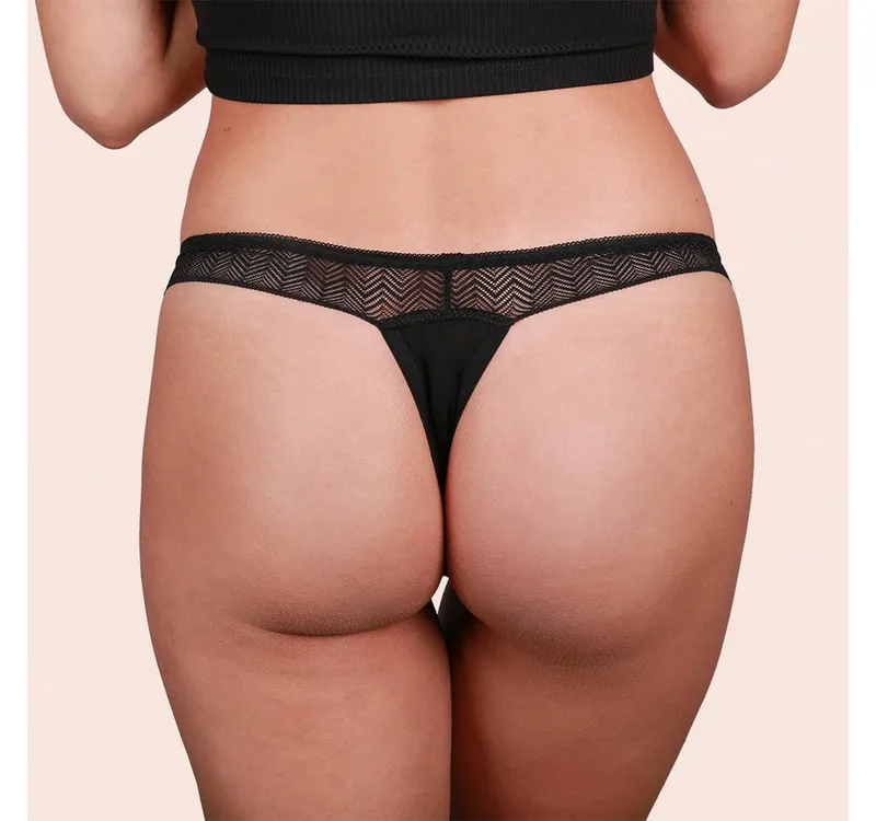 Taynie Taynie Periodenslip String - Periodenunterwäsche leichte Blutung - Damen (1-St., 1er-Pack) Auslaufsichere Periodenunterwäsche / Periodenslip aus Bio Baumwolle, Schwarz, – Produktbild 5 von 5
