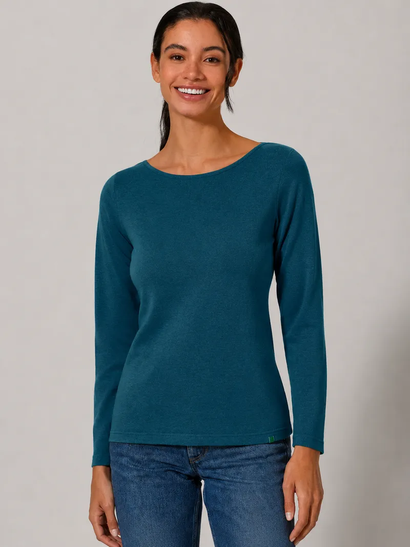 HempAge Hempage Damen vegan Reef Shirt Mit Langen Ärmeln In Teal, Blau, – Produktbild 2 von 4