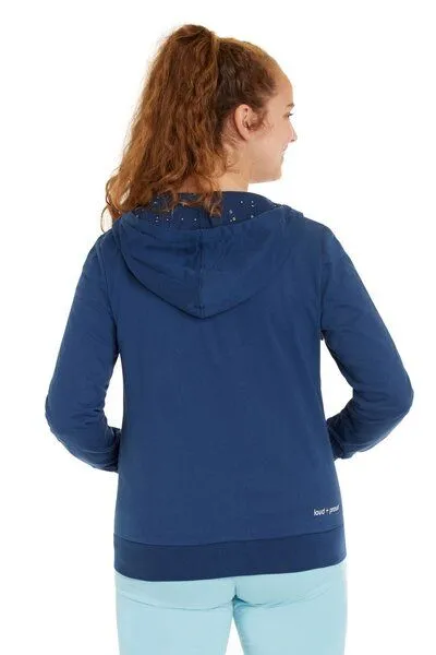 loud + proud loud + proud Damen Sweat Kapuzenjacke, GOTS-zertifiziert, Ultramarine(blau), – Produktbild 2 von 2