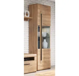 Lomadox Vitrine TURDA-83 nschrank Eiche Grandson Nb. mit LED Beleuchtung, B/H/T: 60/204/39 cm – Produktbild 1 von 1