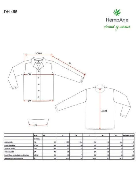 HempAge HempAge Weiches Pyjamahemd Hanf/Biobaumwolle, Nature (natur), – Produktbild 3 von 4
