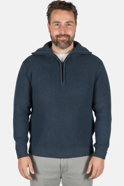 Hanseheld Troyer Hanseheld Merino GOTS Organic kbT Strickpullover Wolle, Jeans-blau, – Produktbild 2 von 3