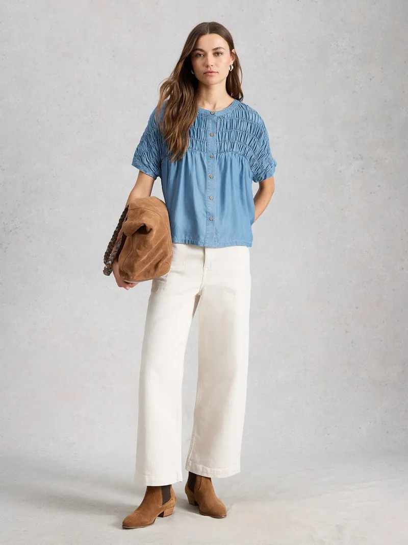 Chambray-Bluse Tammy - 34, Mittel denim, – Produktbild 2 von 4
