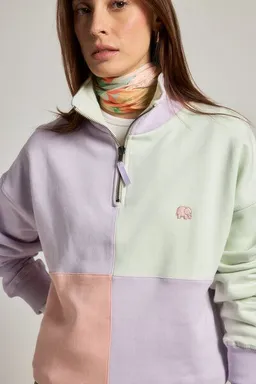 Trendsplant Trendsplant Women's Oversized Color Block Half Zip Sweatshirt Lavender – Produktbild 1 von 1
