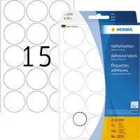 Herma HERMA Permanenter Klebstoff - weiß - 32 mm rund 480 Etikett(en) (32 Bogen x 15) – Produktbild 2 von 2