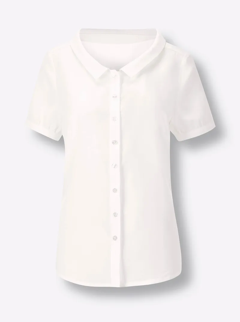 Kurzarm-Bluse, Weiß, – Produktbild 1 von 2