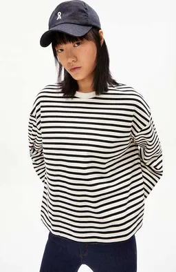 ARMEDANGELS ARMEDANGELS Damen vegan Sweatshirt Frankaa Stripe Schwarz Off White – Produktbild 1 von 1