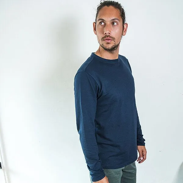 The Driftwood Tales The Driftwood Tales Basic Piqué Langarm Tshirt, Navy, – Produktbild 1 von 4