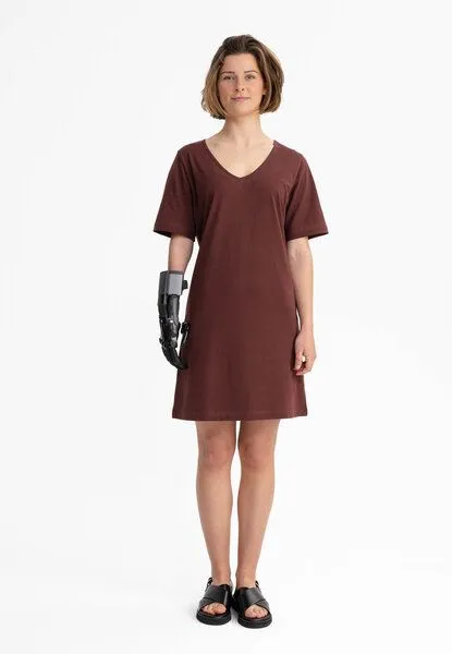 MELA V-Neck Kleid JANITRA | von MELA | Fairtrade & GOTS zertifiziert, Bitter choc, – Produktbild 1 von 4