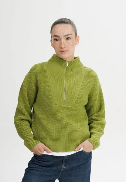 MELA MELA Rippstrick Troyer Style KIMAYA aus 100% Bio-Baumwolle, Seaweed, – Produktbild 1 von 4