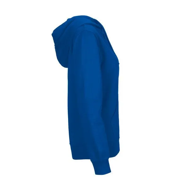 HANDGEDRUCKT HANDGEDRUCKT "Stubentiger" Frauen Hoody aus reiner Biobaumwolle (kbA), Royalblau, – Produktbild 3 von 4