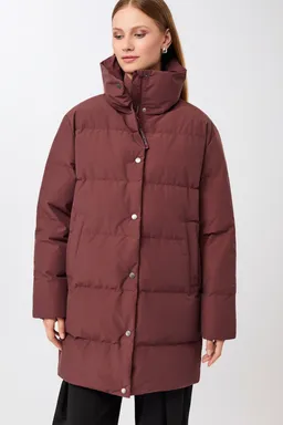 LangerChen LangerChen Damen vegan Jacke Mit Stehkragen Burgunderrot – Produktbild 1 von 1