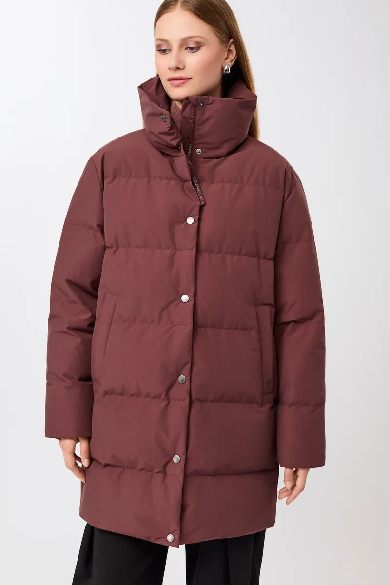 LangerChen LangerChen Damen vegan Jacke Mit Stehkragen Burgunderrot, Dunkelrot, – Produktbild 1 von 2