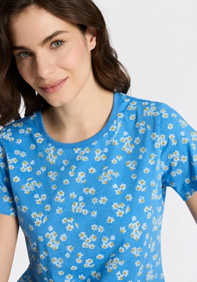 ragwear ragwear Kurzarmshirt MINTTA FLOWER O mit sommerlichem Print, Blau, – Produktbild 3 von 5