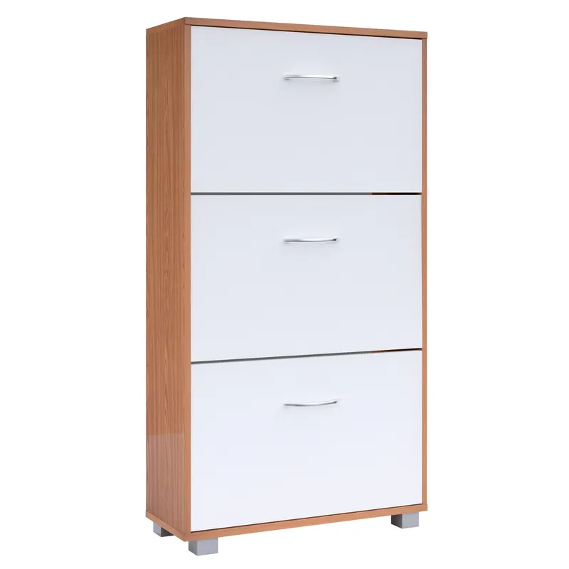 Casaria® Schuhschrank Buche/Weiß 115x60x24cm, Mehrfarbig, – Produktbild 1 von 2