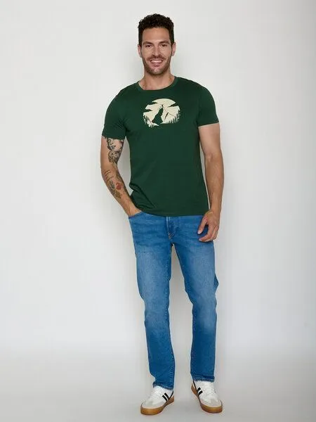 GreenBomb GREENBOMB Nature Clouds Ride Guide - Sportliches T-Shirt aus Bio-Baumwolle / hochwertiger Print / GOTS / Fair & Vegan, Grün (flaschengrün), – Produktbild 3 von 4