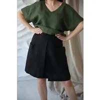 Amber Linen Amber Linen Damen vegan Wickelrock Schwarz – Produktbild 1 von 1
