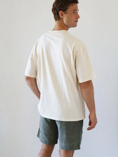 Kultgut Kultgut Relax Cord Shorts / 100% Biobaumwolle - leicht elastisch, Khaki, – Produktbild 4 von 4