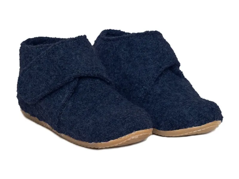 Gottstein Gottstein Kinder Hausschuhe Hüttenschuhe Wollwalk "Juno", Blau, – Produktbild 1 von 2