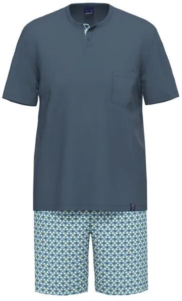 Ammann Ammann Schlafanzug kurz mit Knopfleiste | 100% Bio-Baumwolle, Blue velvet, – Produktbild 1 von 1