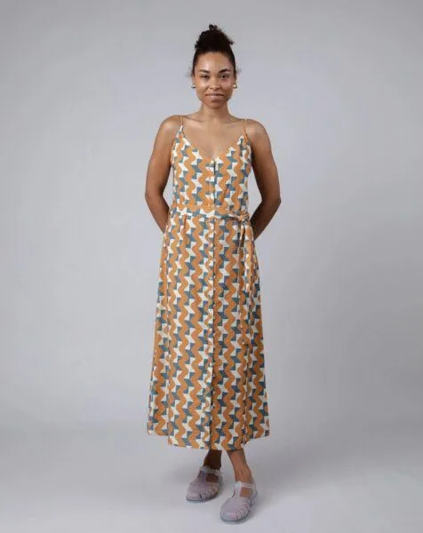 Brava Fabrics Brava Fabrics Big Tiles Long Dress Ochre – Produktbild 2 von 4