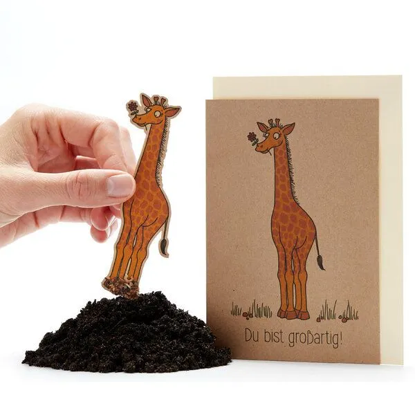 Die Stadtgärtner Die Stadtgärtner Dankeskarte Du bist großartig Giraffe mit Blumensaat zum Pflanzen – Produktbild 2 von 2