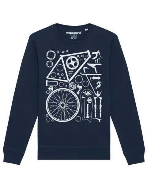 watapparel watapparel Sweatshirt Unisex Fahrradteile, French navy, – Produktbild 1 von 4