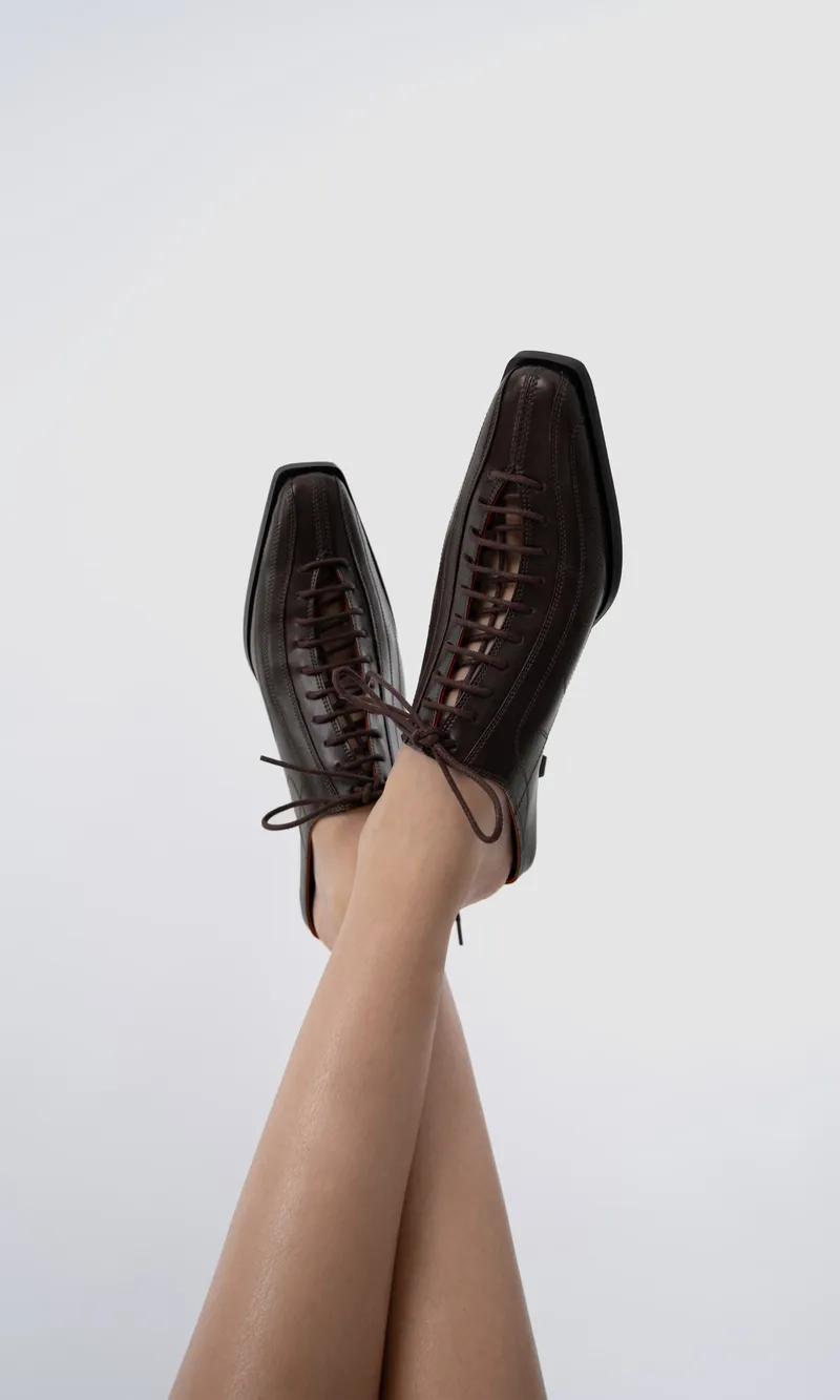 Prev Prev Damen vegan Sandalen Rachel Mule Cherry Brownie, Dunkelbraun, – Produktbild 2 von 2