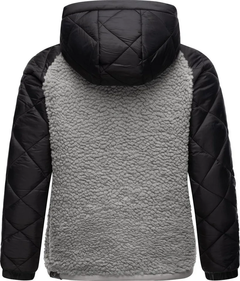 ragwear ragwear Outdoorjacke Leeloo Damen Übergangsjacke aus Teddyfleece mit gesteppten Ärmeln, Braun|grau, – Produktbild 4 von 5