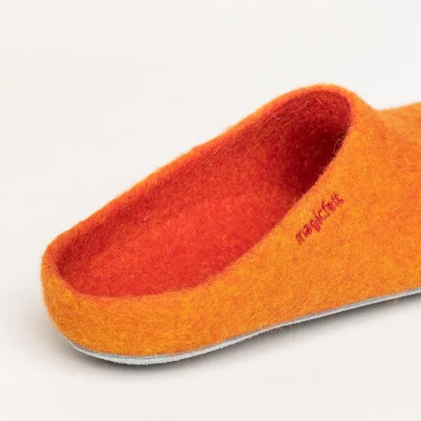 Magicfelt Magicfelt Filz-Hausschuh AP 701 aus 100% Merino-Wolle Pantoffeln für Damen & Herren mit Ledersohle, Orange, – Produktbild 3 von 4
