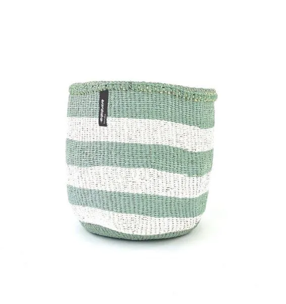 Mifuko KIONDO Körbe S - Sisal Aufbewahrungs- & Pflanzkorb - Upcycling by Mifuko, Stripes grün/weiß (grün), – Produktbild 2 von 4