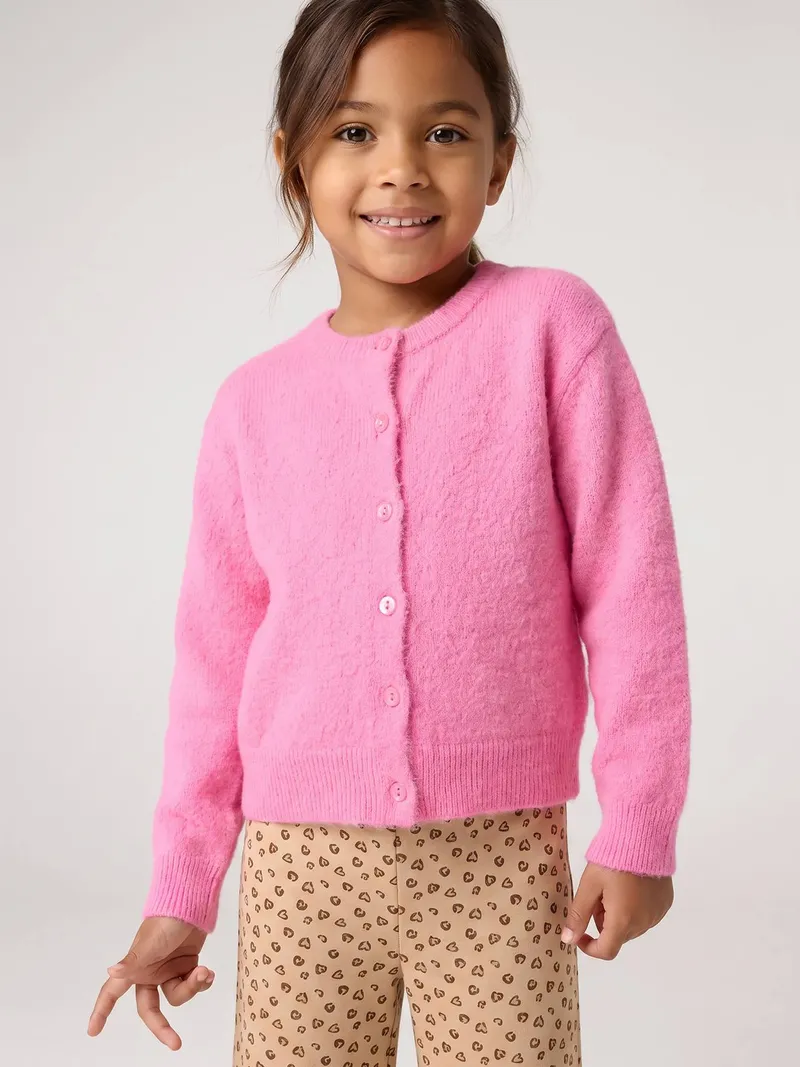 Vertbaudet Flauschige Strickjacke Mädchen, Rosa, – Produktbild 1 von 4