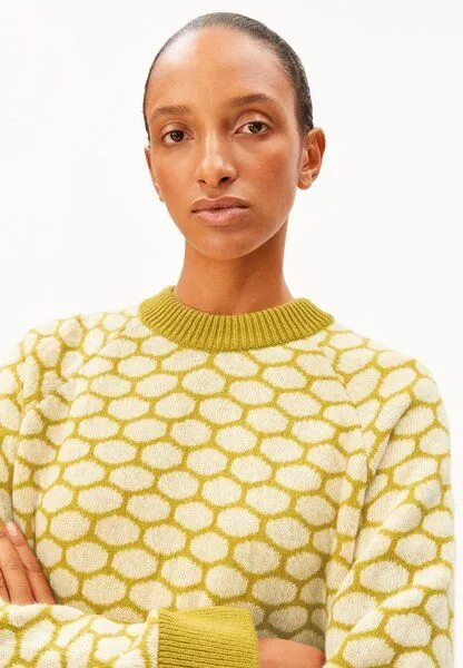 ARMEDANGELS Armedangels Multi Dots Damen Strickpullover aus Bio-Woll Mix, Mosslace-oatmilk, – Produktbild 4 von 5