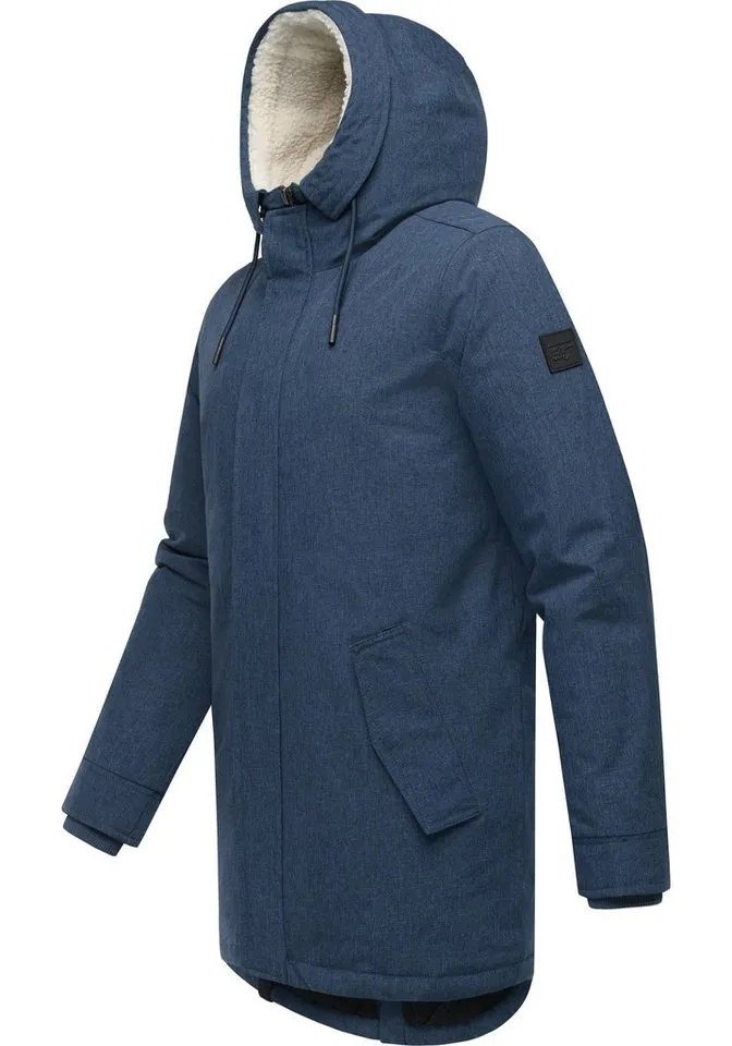 ragwear ragwear Kurzmantel Mr Smithem YOUMODO wasserdichte lange Herren Winterjacke mit Kapuze, Blau, – Produktbild 3 von 4