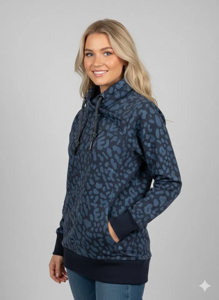 ragwear ragwear Sweatshirt NESKA LEO O mit asymmetrischem Ausschnitt, hoher Schalkragen, Langarm-Design, Blau, – Produktbild 2 von 3