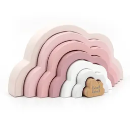Label Label Stapelbare Regenbogenwolke aus Holz - Rosa – Produktbild 1 von 1