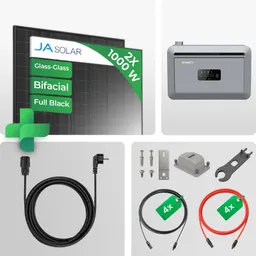 Growatt PV Set - 920Wp Balkonkraftwerk Mit NEXA 2000 Batterie + JA Solar 460W Glas-Glas Black Frame Solarmodul – Produktbild 1 von 1