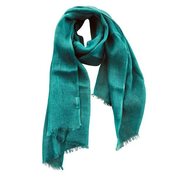 HeritageModa HeritageModa Handgefertigter Damen-Leinenschal, Smaragd grün, – Produktbild 1 von 4