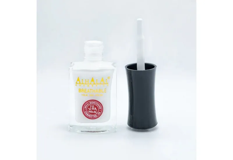 Alhalal Cosmetics Ltd. Nagellack Atmungsaktiver Halal Nagellack – alkoholfrei & wasserdurchlässig, Halal HMC-Zertifiziert,Vegan & alkoholfrei, Weiß, – Produktbild 2 von 5