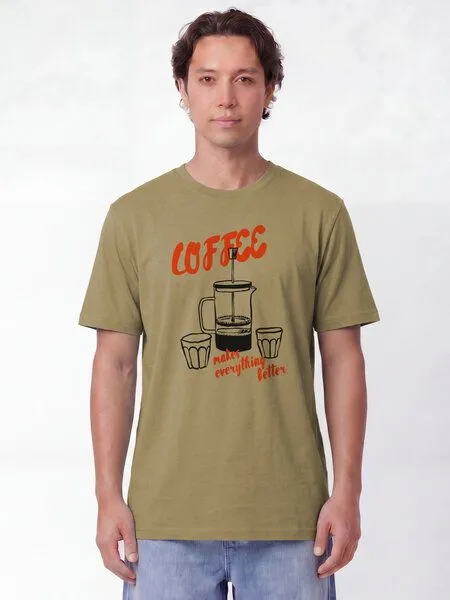 watapparel watapparel T-Shirt Unisex Coffee makes everything better, Brown, – Produktbild 2 von 2