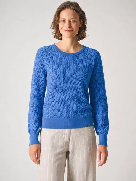HempAge HempAge Damen Lochstrick Pullover Hanf/Biobaumwolle, Royal(blau), – Produktbild 2 von 4