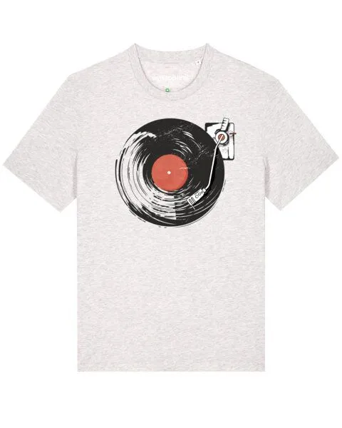 watapparel watapparel T-Shirt Unisex Schallplatte, Cool heather grey, – Produktbild 1 von 4