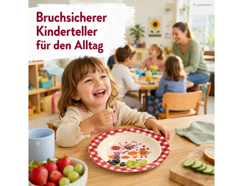 RICE RICE Teller Tiefer Kinderteller 20cm Rot Super Hero Melamin Kindergeschirr, (1 St), Rot, – Produktbild 5 von 5