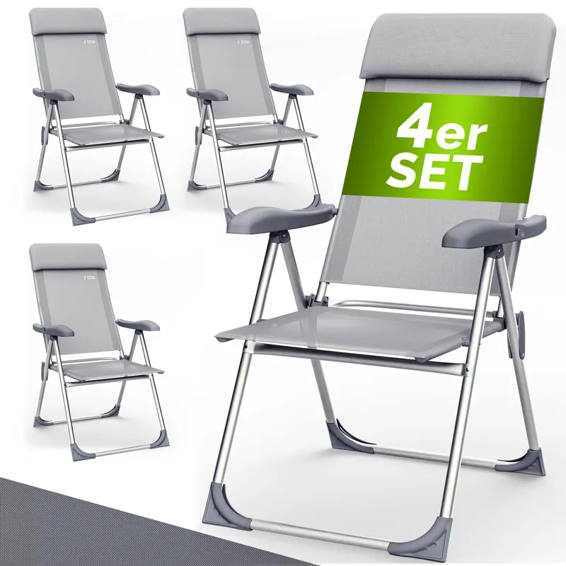 Casaria® Gartenstuhl 4er-Set Silber Alu, Silber, – Produktbild 1 von 2