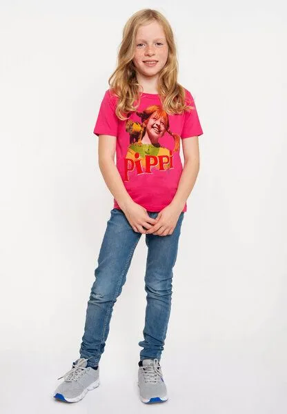 LOGOSH!RT LOGOSH!RT - Pippi Langstrumpf & Herr Nilsson - Bio T-Shirt - Kinder, Pink, – Produktbild 3 von 4